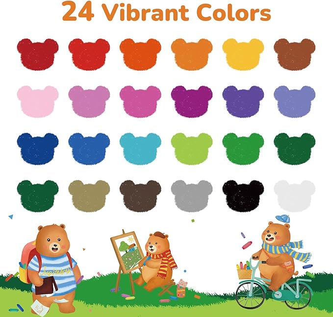 JUPITEARTH 24 Color Twist Crayons for Toddlers 1-3 and Kids 4-8, Non-Toxic Washable Crayons 2-4, Ultra-Silky Easy-Grip Art Supplies, Ideal Coloring Gift for Boys and Girls