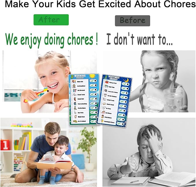 Kids Chore Chart Dry Erase Task Board Magnetic Daily Routine Checklist with Markers Stickers Detachable Cards, Visual Schedule Routine Chart for Kids (Dinosaur Routine Chart) - Image 6
