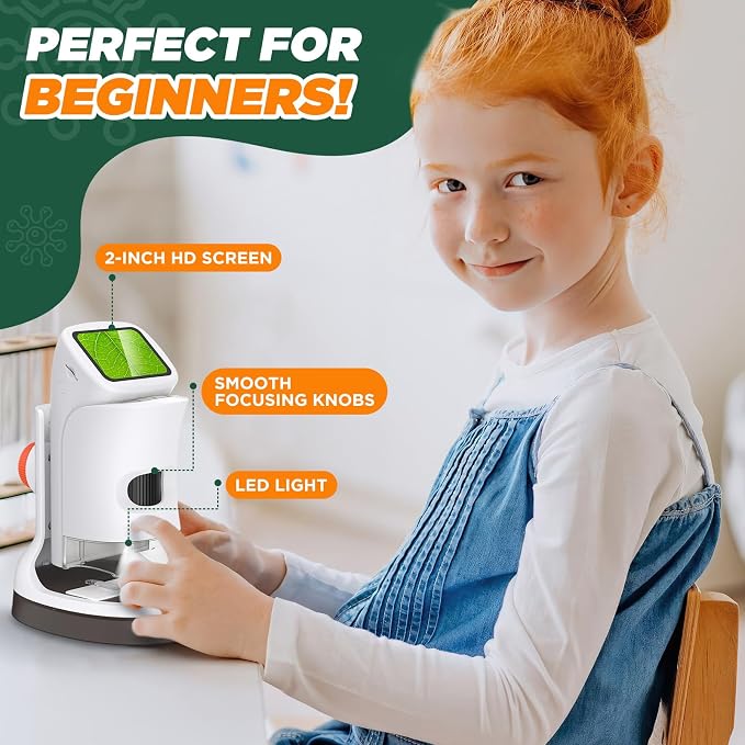 Kids Digital Microscope 1000X 1080P with Screen | Handheld Pocket Microscope for Kids 5-12, Portable Rechargeable STEM Science Kit, Educational Toy Gift for Boys & Girls (2026 New) - Image 3