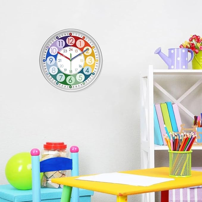 XFM Learning Clock for Kids 12 Inch Colorful Teaching Time - Image 2