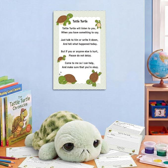 Civaner Tattle Turtle Classroom Behavior Management Plush with 51 Cards Tag by Civaner