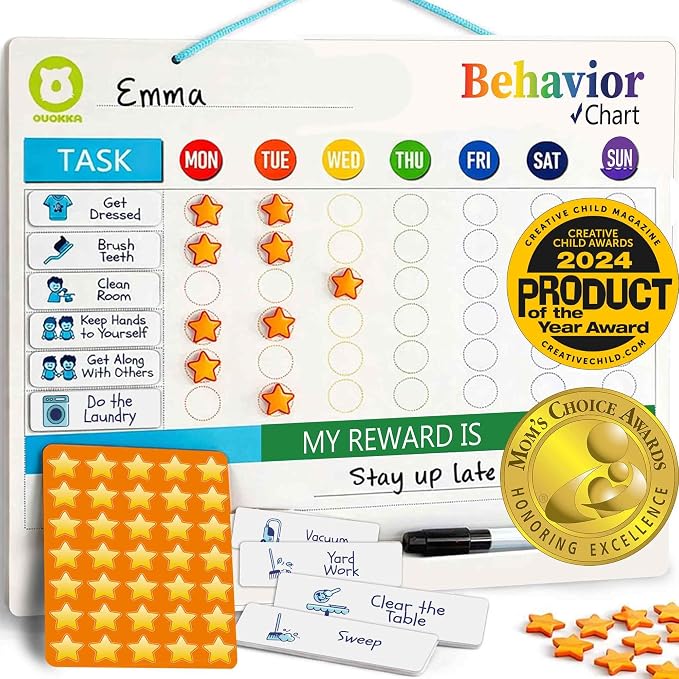 Magnetic Chore Chart for Kids - Reward Behavior Chart for Kids at Home by QUOKKA