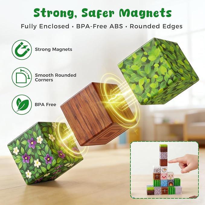 3 otters 150PCS Magnetic Blocks, with a Storage Bag, Forest Explorer - Image 3
