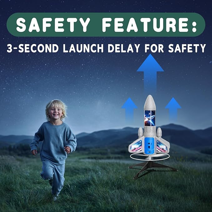 Rocket Launcher for Kids - 200 Ft of Flight Altitude, 2025 New Model Auto Electric Spinner Rocket Toys with Safe Parachute, Christmas Birthday Gifts for Boys & Girls Age 6 7 9 10 11 12 8-13 Years Old