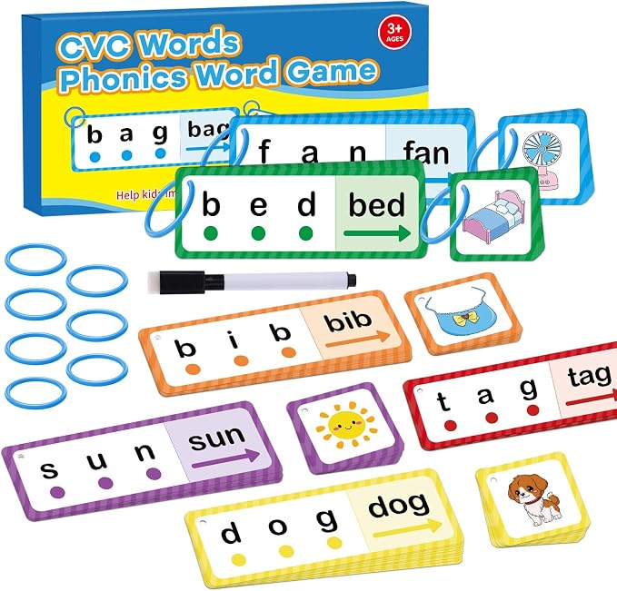 Phonics Flash Cards for Kids, CVC Word Games to Learn to Speak and Spell by Unknown