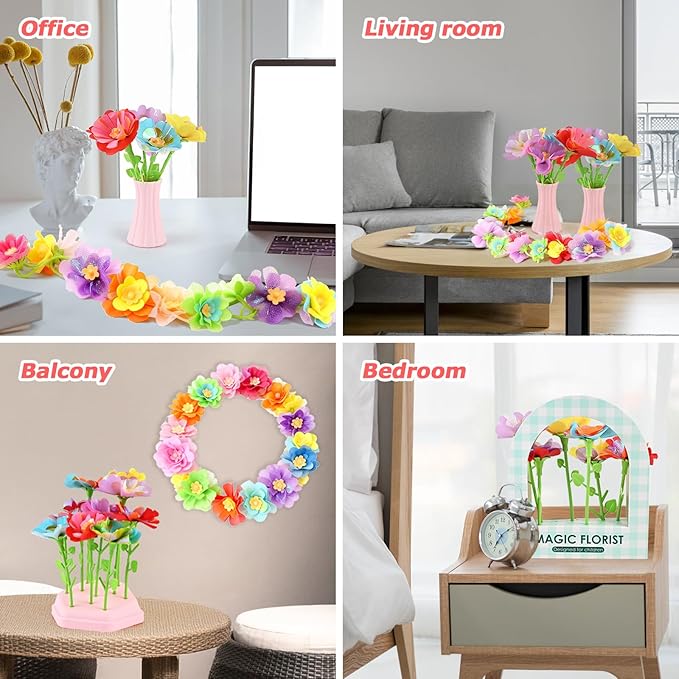 Casuenia Fabric Flower Bouquet Toys for Kids Ages 4-8, STEM Educational Arts & Crafts Toy, DIY Flower Craft Kits Creative Gift for 4 5 6 7 8 Years for Toddler Girl for Birthday Christmas