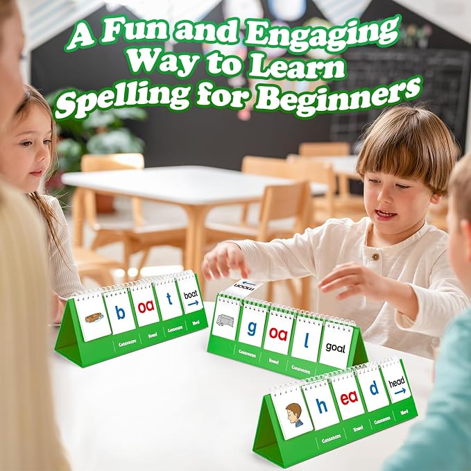 Aizweb CVVC Word Games,Phonics Games Flash Card for Preschool Kindergarten Classroom,Learn to Read,Reading Manipulative Spelling Educational Toy Learning Activity Speech Therapy Teacher Supplies - Image 3