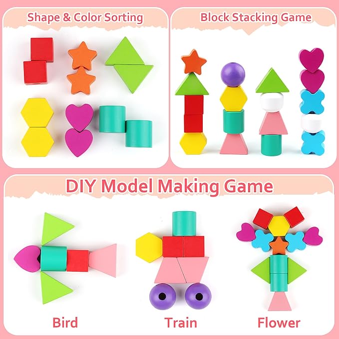 Vinlon Montessori Toys for Toddlers 2 3 4 Years Old -Princess Unicorn Fairy Mermaid Shapes Sorting Stacking Vivid Colors, Early Learning Educational Toys Easter Basket Stuffers Valentine's Day Gift - Image 6