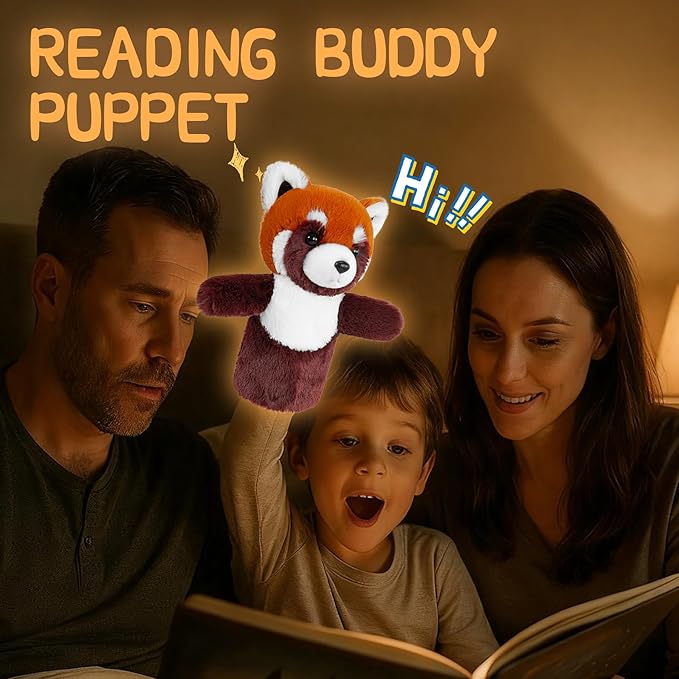 Puppet for Kids Role Play Gift Boys Girls Interactive Learning Animal Classroom Supplies Washable Soft Stuffed Forest Friends Red Panda Puppet