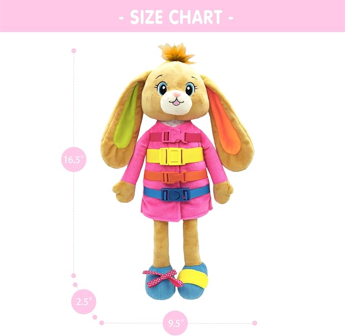 June Garden 16" Dressy Friends Bunnie - Educational Stuffed Plush Doll for Kids and Toddlers 2 Years and Up - Montessori Soft Toy Doll - Image 4
