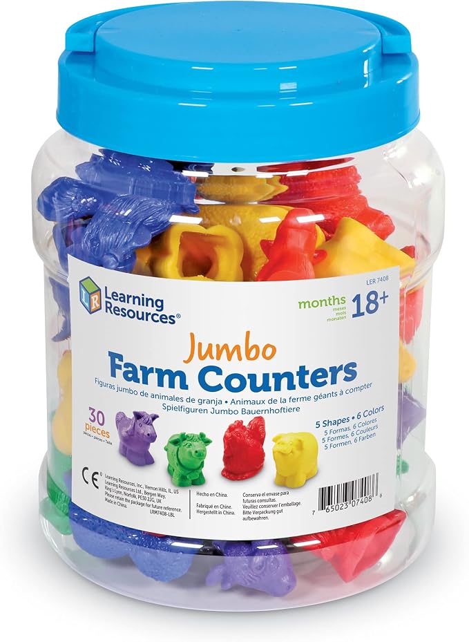 Learning Resources Jumbo Farm Counters - 30 Pieces, Ages 18+ months Toddler Learning Toys, Preschool Toys, Farm Animals for Kids - Image 6