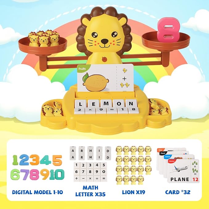 Snugzy Lion Balance Counting Toys Math Game Montessori Toys Learning Games for Kids Educational Toy Gifts for Boys Girls Age 5-7 - Image 3