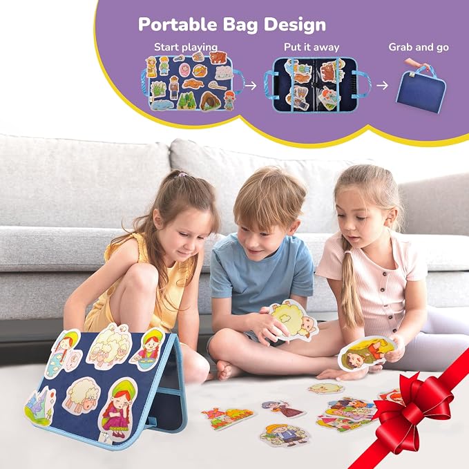 CHEFAN Felt/Flannel Board Story Set of 4, PRECUT Felt Pieces for Preschool Toddlers Circle Time,We are Going On A Bear Hunt, Mary Had A Little Lamb, Little Bo-Peep, Little Boy Blue - Image 6