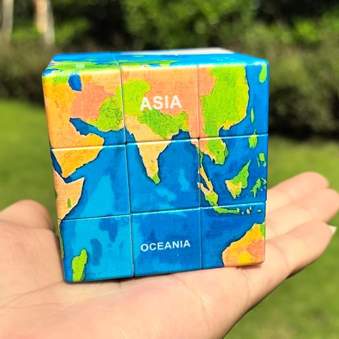 3x3x3 World Map Design Speed Cube Geography Puzzle,Educational Brain Teaser Toy, Relief Effect for Child Audlts Toys - Image 4