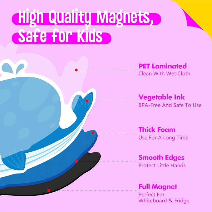 35 PCS Marine Animal Refrigerator Magnets, Adorable Magnetic Sea Animals Underwater Creatures -Thick Foam EVA Refrigerator Magnets Cute Educational Learning Toys for Kids 3+ - Image 3