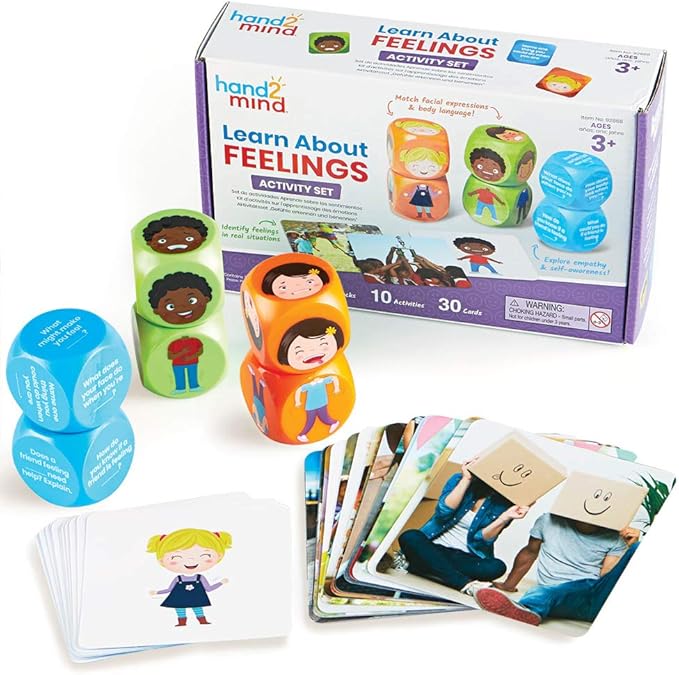 hand2mind Learn About Feelings Set, Social Skills Games for Kids, Social Emotional Learning Activities, Play Therapy Toys for Counselors, Calm Down Corner Supplies, Autism Learning Materials by hand2mind