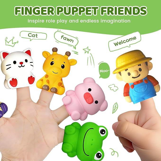 Toddler Learning Toys for 1 2 3 Year Old, Counting Matching & Sorting Montessori Train Set with 9 Farm Animals Finger Puppets, Birthday Gift for Baby Boys Girls - Image 3