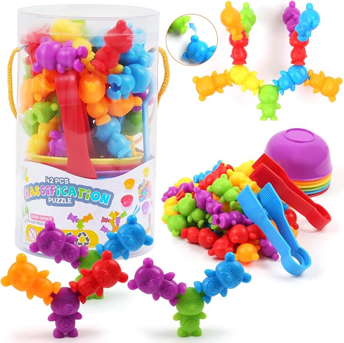 UNIQUE KIDS Counting Matching Game with Sorting Cups, Color Classification and Sensory Training Educational Learning Toys Set Gift for Toddlers Preschool Ages 3 Years and up by UNIQUEKIDS