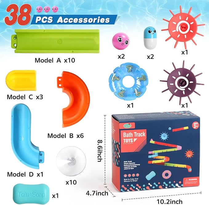 Fajiabao Bath Toys for Kids Ages 4-8 Water Slides with Suction Cups - Image 6