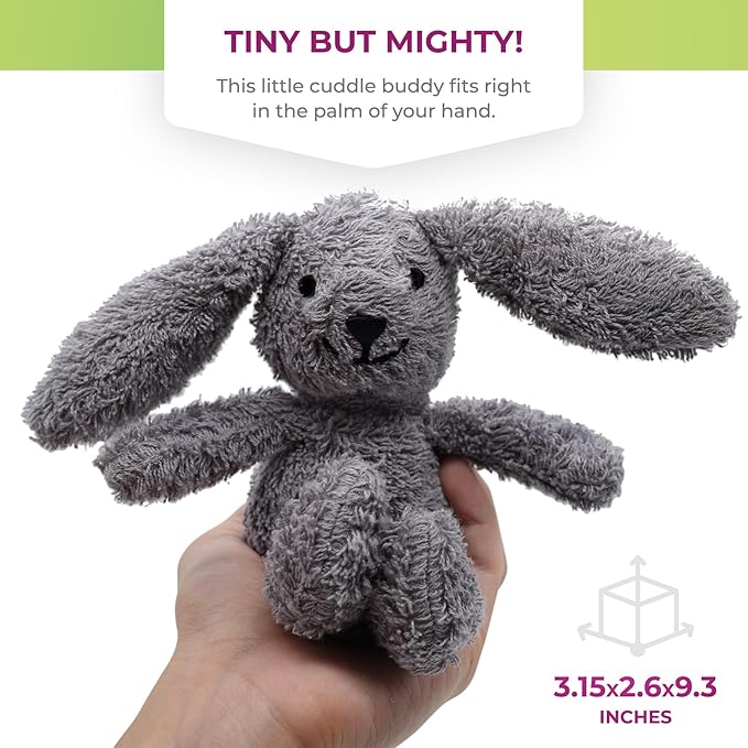 Thermal-Aid Zoo Mini — (Baxter The Bunny) — Mold-Resistant, Washable Hot & Cold Pack for Kids — Heating and Cooling Pad with Natural Corn Filling — Reusable Plush Toy