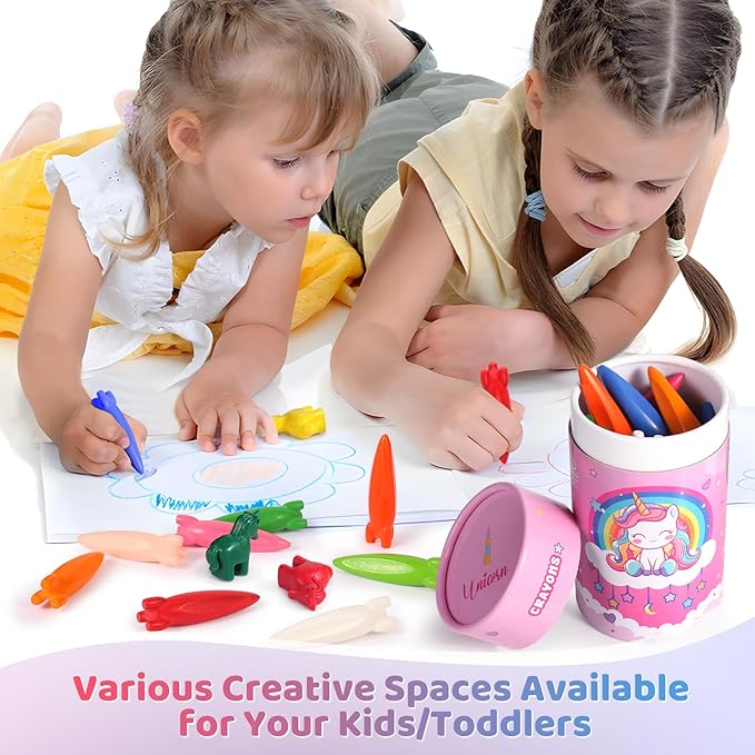 DreamCandy Rocket and Unicorn Crayons,36PCS Non Toxic Washable Toddler Crayons for Kids and Toddlers,Art Supplies Drawing Coloring Crayon Set,Gift for Girls and Boys,Back to School