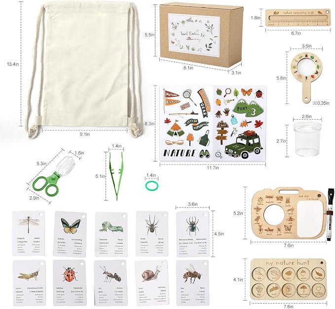 ibwaae Nature Exploration Toys Bug Catcher Kit for Kids 3-8,Durable Bug Catching Kit with Magnifier Box & Backpack, STEM Gift, Outdoor Scavenger Hunt Game Set with Observation Board & Reusable Cards - Image 7