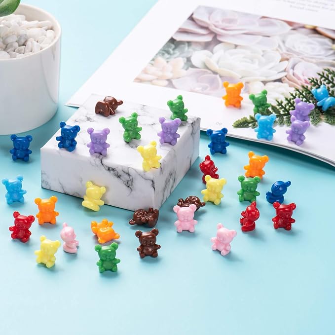XINHUIDALSQ 90 Pieces Colored Counting Bears 0.62 Inch Rainbow Counting Bears Set 9 Colors Mini Plastic Bear Math Manipulatives for Toddlers Suitable for Ages 3+ Kids - Image 5