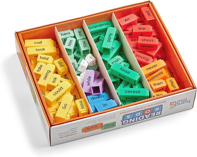 hand2mind Reading Rods Sentence Construction, Sentence Building for Kids, Parts of Speech Linking Cubes, Learn to Read Toys, Reading Tools for Kids, Science of Reading Manipulatives - Image 8