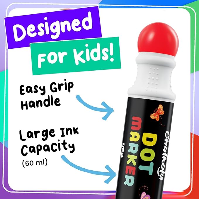 Chalkola 16 Washable Dot Markers for Toddlers 1-3 - Kids Paint Dot Art Set - Image 4