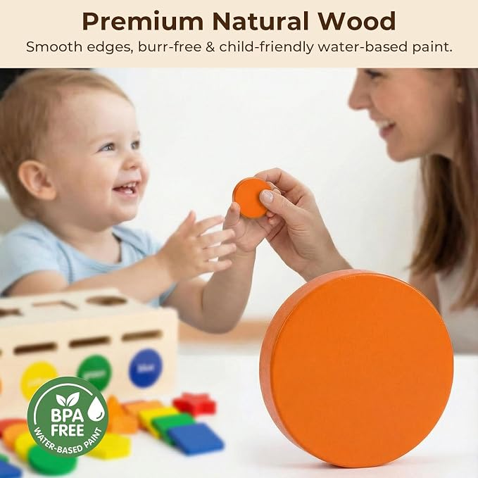 LovesTown 3-in-1 Wooden Shape Color Sorter Box with Logic Cards - Image 3