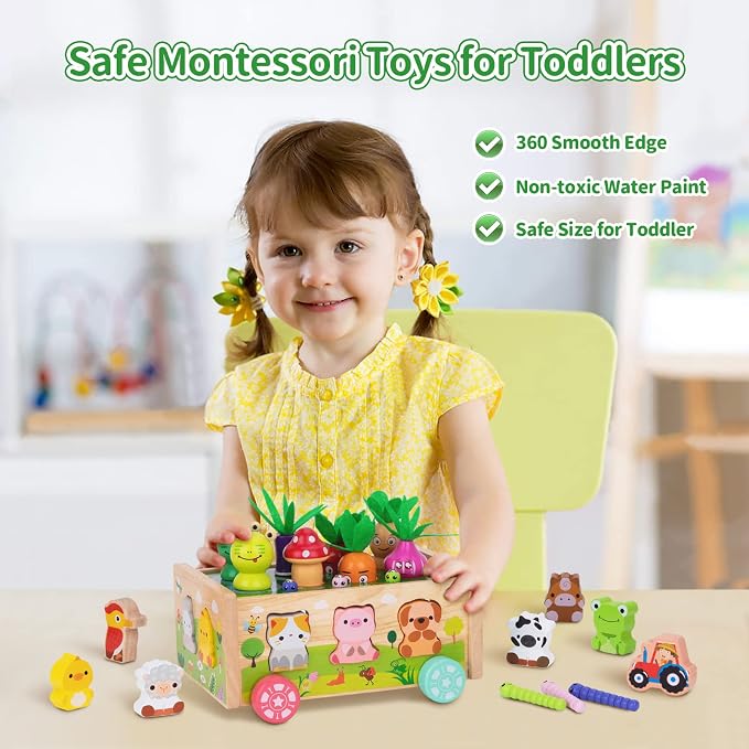 KMTJT Montessori Wooden Toddler Toys for 1 2 3 Years Old Boys Girls Gifts - Image 5