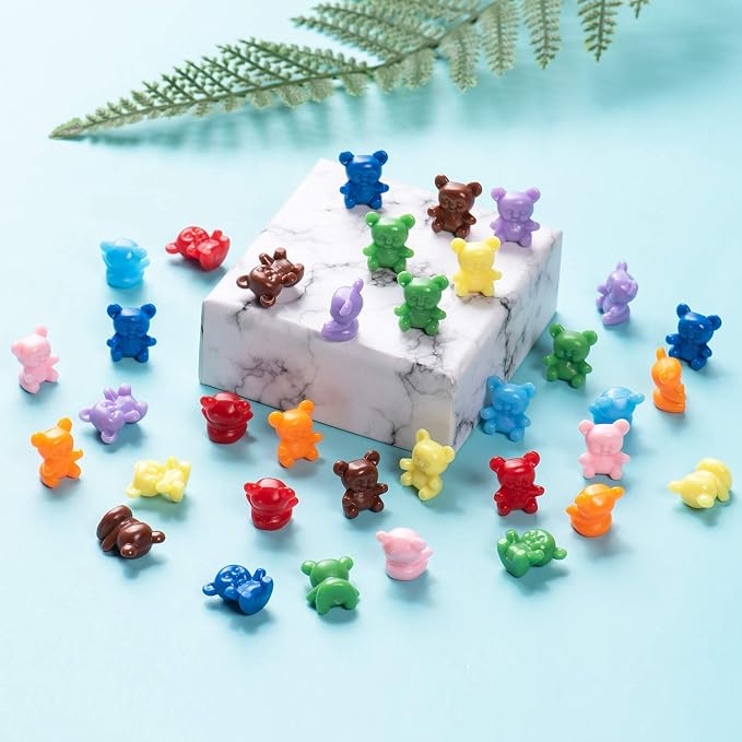 XINHUIDALSQ 90 Pieces Colored Counting Bears 0.62 Inch Rainbow Counting Bears Set 9 Colors Mini Plastic Bear Math Manipulatives for Toddlers Suitable for Ages 3+ Kids - Image 6