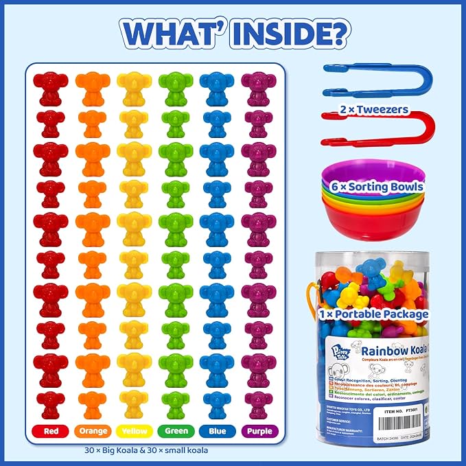 Pairez Toys Counting Toy for Toddlers, 60 Koala Counters with Sorting Bowls - Image 5