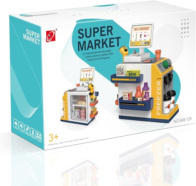 Kids Cash Register Playset - 48PCS Play Money, Calculator, Scanner,Ages 3+ - Image 7