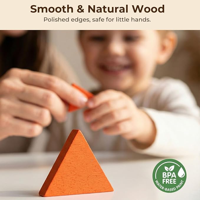 LovesTown 209 PCS Shapes Wooden Pattern Blocks for Kids - Image 8