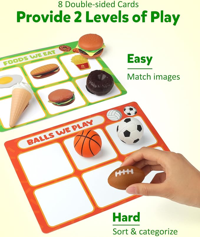 Coogam Sorting Toy for Toddlers, Animals Dinosaurs Fruits Vehicles Foods Fishes Balls Farm Playset, Fine Motor Montessori Game Preschool Educational Learning Gift for Year Old Kids - Image 2