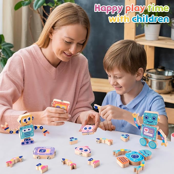 KODATEK Wooden Snap-Together Building Toys, Take Apart Robot Toys Playset - Image 4