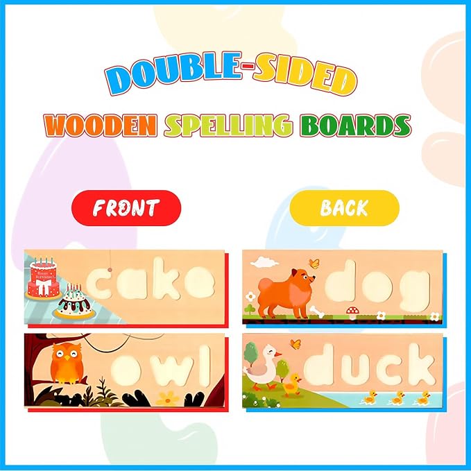 Wooden See and Spell Word Game Learning Toys for Kids 3-6 Puzzle Board - Image 5
