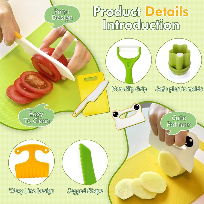 13 Pcs Kids Knife Set for Real Cooking Safe Kitchen Tools for Ages 4+ - Image 3