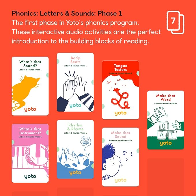YOTO Phonics: Letters & Sounds: Phase 1 – Kids 7 Audio Cards for Use with Player & Mini All-in-1 Audio Device, Educational Screen-Free Listening with Fun Interactive Learning Activities, Ages 3+ - Image 2
