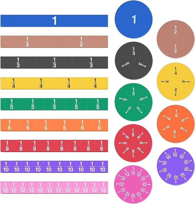 Meetory 102 Pcs Magnetic Fraction Tiles & Fraction Circles, Math Manipulatives for Teacher Learning Educational Resources Early Math Skills by Meetory