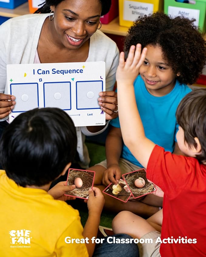 CHEFAN Sequencing Cards for Kids, Speech Therapy Sequence Game with Board, Preschool Kindergarten Storytelling Sentence Building Learning Activities (3 Steps) - Image 5