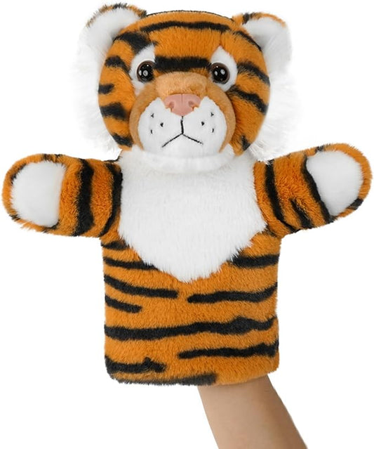 Hand Puppet Realistic Plush Wild Cat Toy Preschool Education Classroom Supplies Stuffed Large Safari Animal Interactive Role Play Tiger Puppet