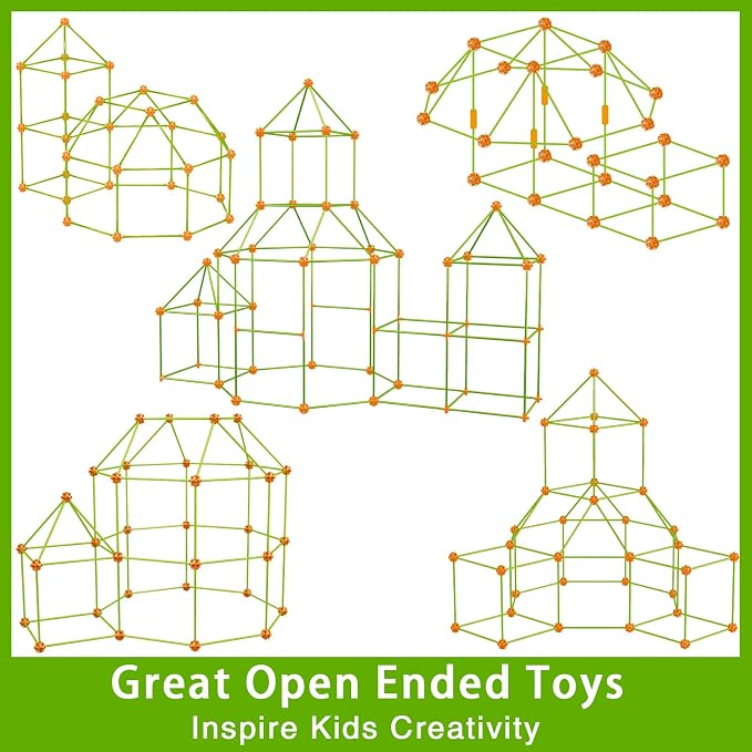 OleFun 180 Pack Fort Building Kits for Kids 4, 5, 6, 7, 8+ Year Old Boys & Girls, Creative STEM Building Toys for DIY Castles, Tunnels, Play Tent, for Aged 5-8, 8-12 - Image 6