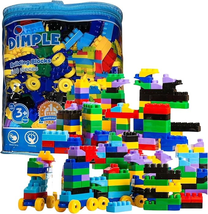 Dimple 600 Piece Large Building Blocks for Toddlers, Kids Interlocking Toys by Dimple