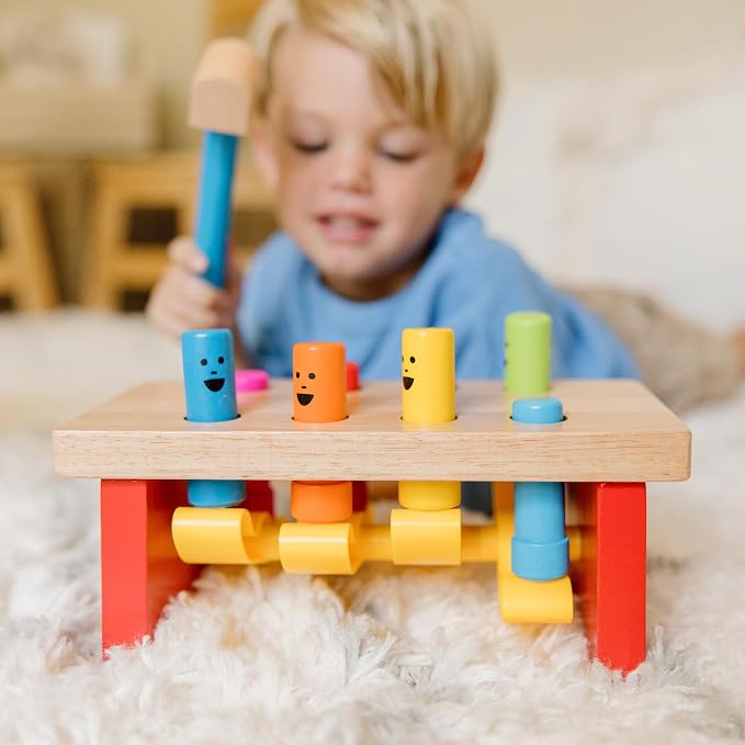 MeMelissa & Doug Deluxe Pounding Bench Wooden Preschool Learning Toy with Mallet Classic Wooden Toddler Toys for Ages 2+Lissa & Doug Deluxe Pounding Bench Wooden Preschool Learning Toy with Mallet - Image 7