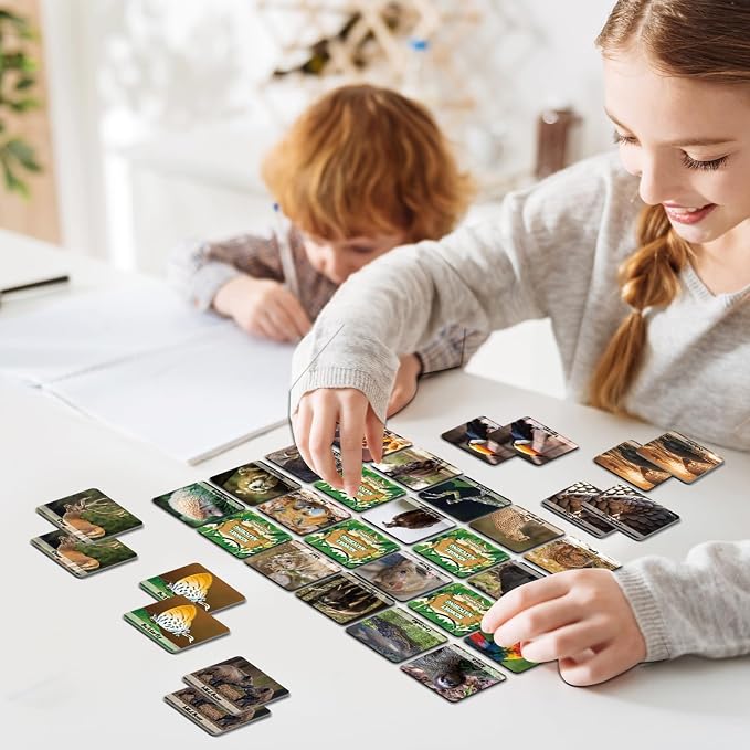gisgfim 100 PCS Memory Matching Game Wild Animals Concentration Memory Card Matching Games - Image 3