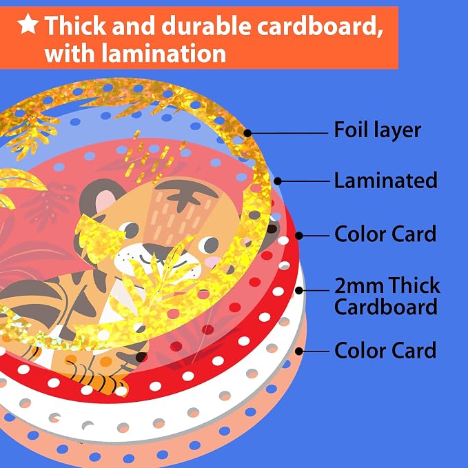 KRAFUN Space & Dino Holographic Lacing Cards Age 3+ |10 Projects - Image 5