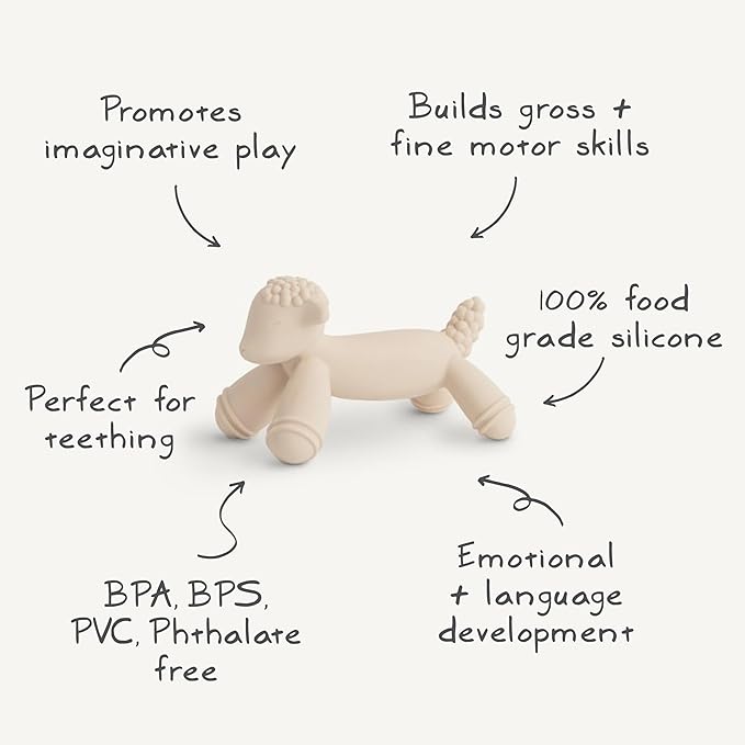 mushie Silicone Baby Teether Toy | Lamb Figurine Teether