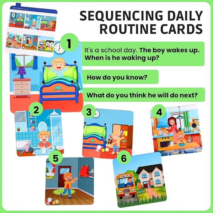 Sequencing Daily Routine Conversation Cards | Learning Material for Social Skills & Emotional Intelligence| Speech Therapy Resources | Articulation, ESL & Storytelling Cards | Sequencing Card Game - Image 5
